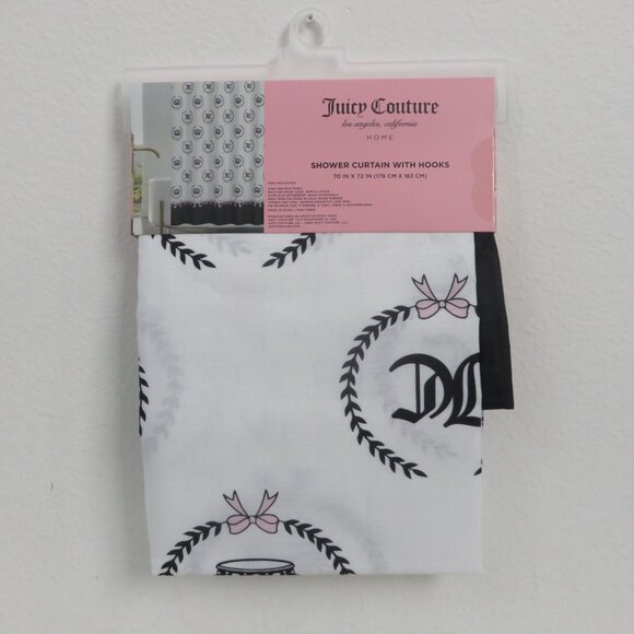 (#112) Juicy Couture Logo Print Shower Curtain with Hooks - Picture 3 of 4
